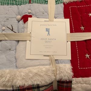 Brand New Pottery Barn Kids Jolly Santa Sheets